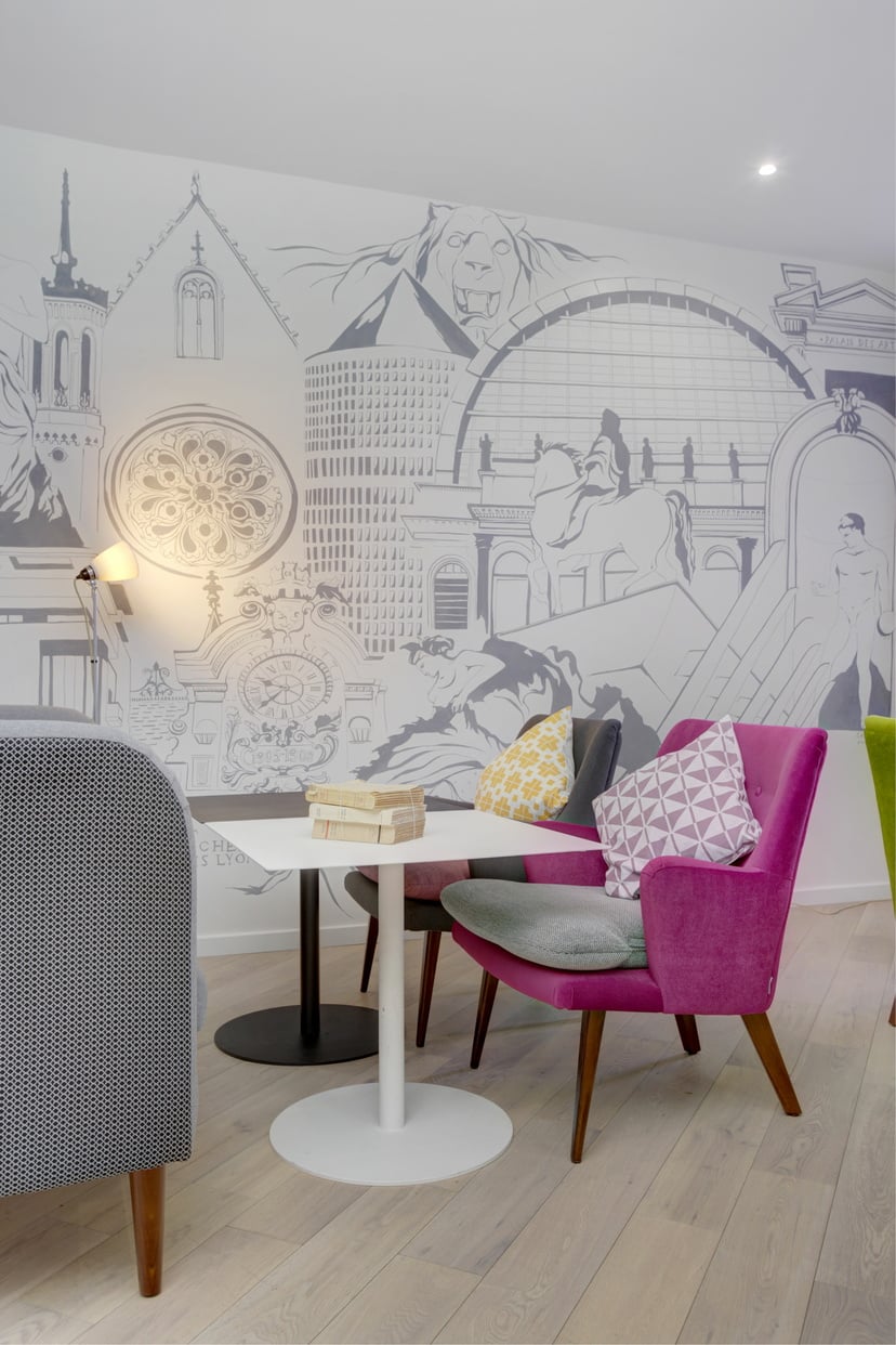 Salón de nuestro apart hotel en Lyon 3