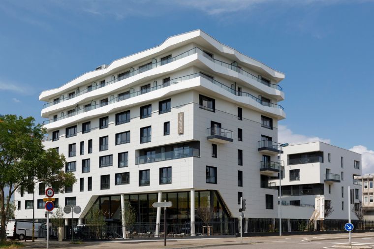Façade of our apart hotel in Strasbourg