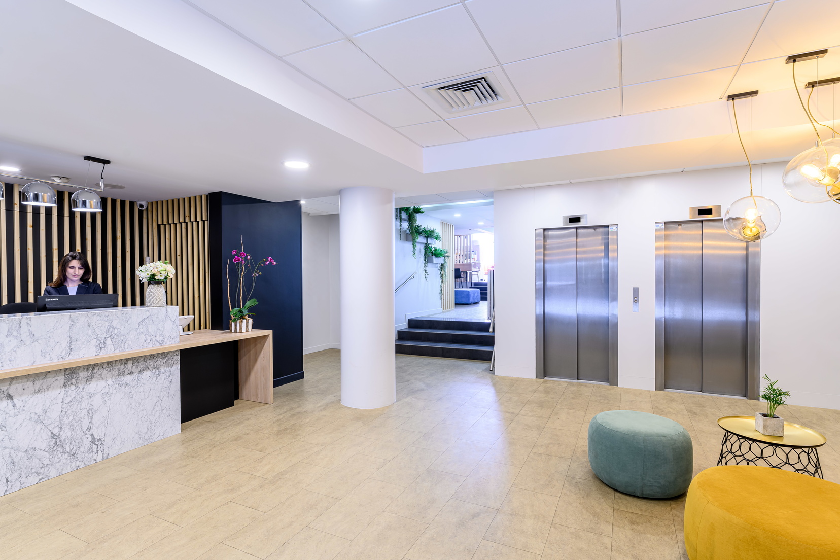 Réception et lobby de notre appart hotel à Toulouse
