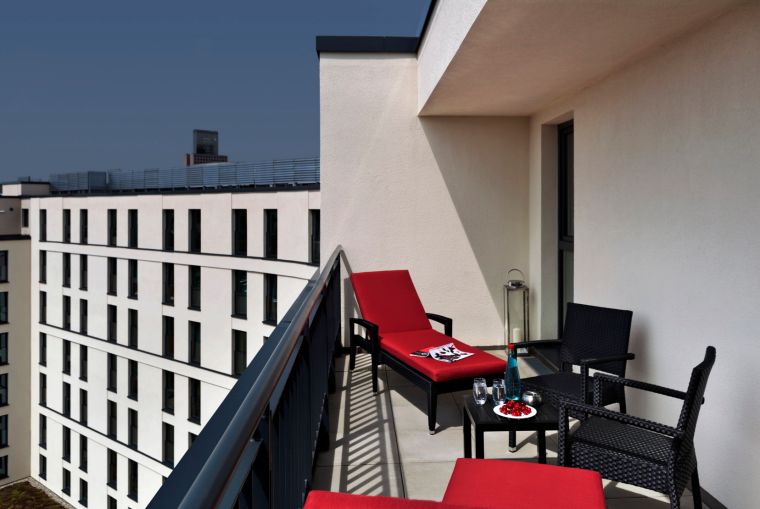 Balcony of a Studio Deluxe, subject to availability, apart hotel Frankfurt