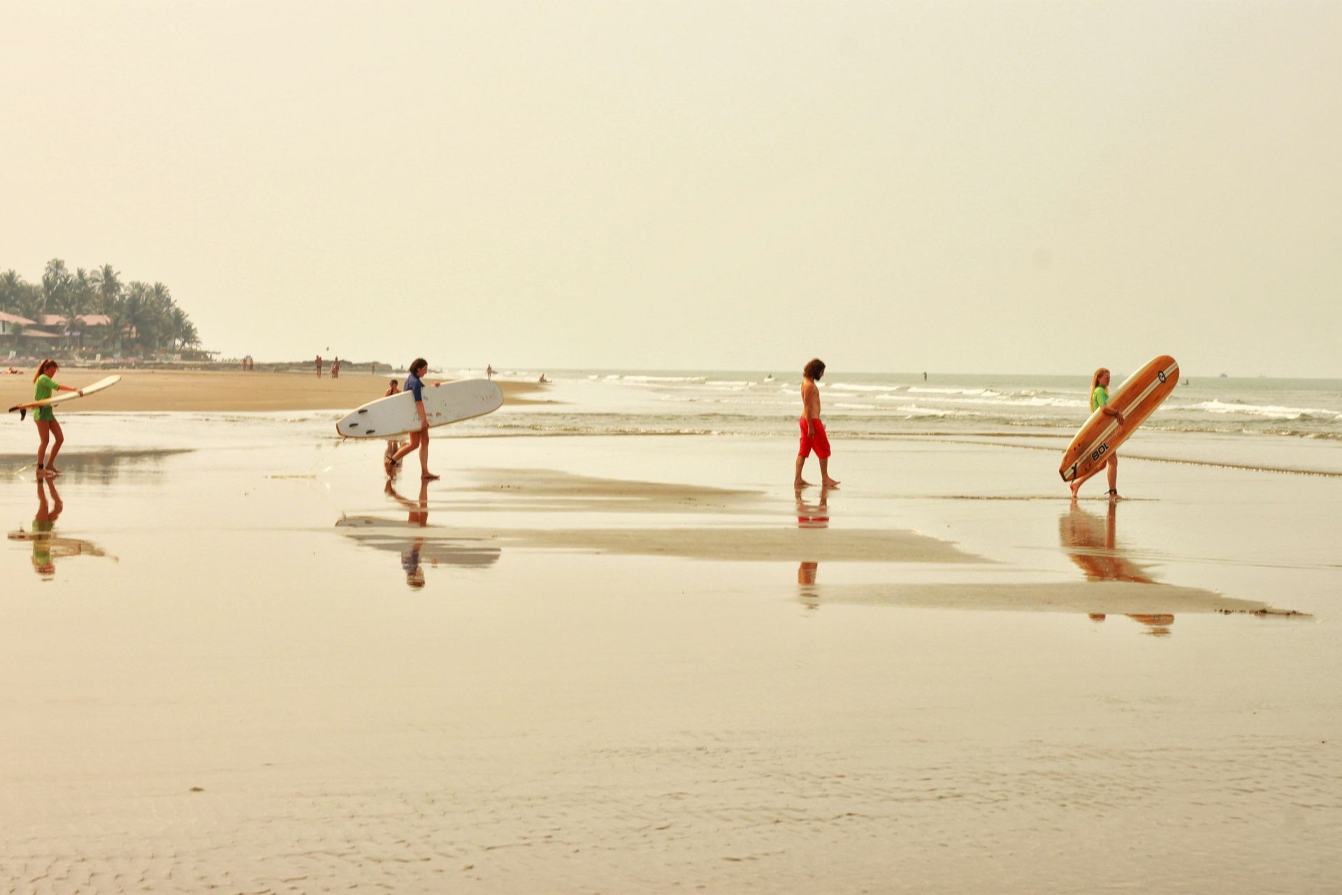 Surfing on the beach