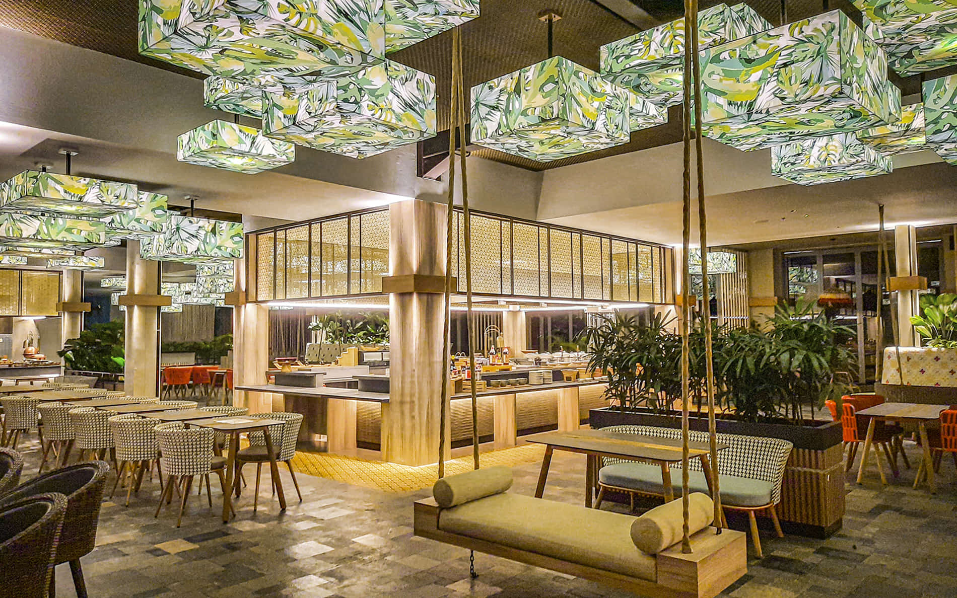 Beautifully designed dining area at the Botanica Sanctuary in Bogor