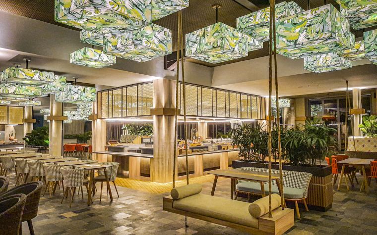 Beautifully designed dining area at the Botanica Sanctuary in Bogor