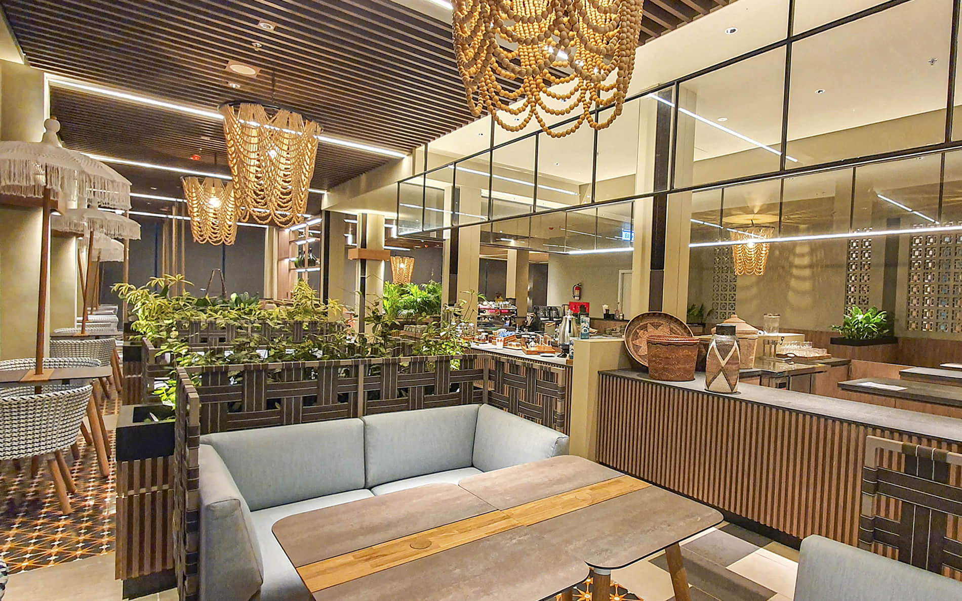 Elegant dining room interior at the Botanica Sanctuary in Bogor