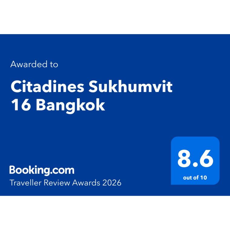 <strong>Traveller Review Awards 2026</strong></br>Citadines Sukhumvit 16 Bangkok has been awarded the <strong>Traveller Review Awards 2026</strong> on Booking.com