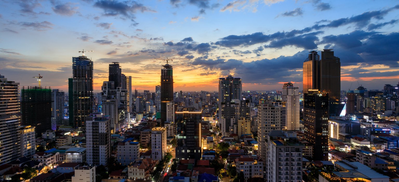 phnom penh cambodia dusk cityscape skyline