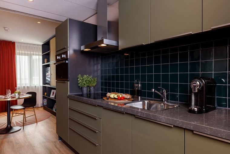 Fully equipped kitchen of a 1-Bedroom Apartment, apart hotel Amsterdam